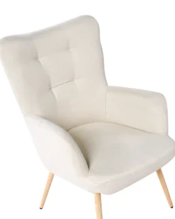 Øreklapstol VEJLE med fodskammel Lys Beige