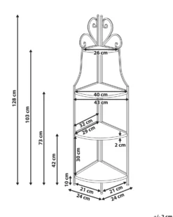 Reol FAVARA Metal 128 cm 43 cm Sort