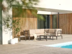 RIMA III 6 personers Have-hjørnesofasæt Venstrevendt Beige Metal