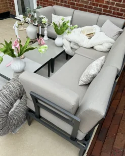 RIMA III 6 personers Have-hjørnesofasæt Venstrevendt Beige Metal
