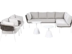 ROBELLA 7 personers havesofasæt Beige med sofabord