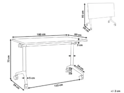 Sammenklappeligt skrivebord CAVI Lysebrun 180 cm 60 cm med hjul