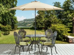 SAPRI 4 personers Havemøbelsæt Mørkebrun Metal med parasol (16 variant)