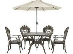 SAPRI 4 personers Havemøbelsæt Mørkebrun Metal med parasol (16 variant)