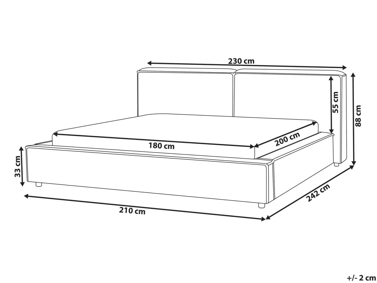 Seng Boucle LINARDS 180 x 200 cm Hvid