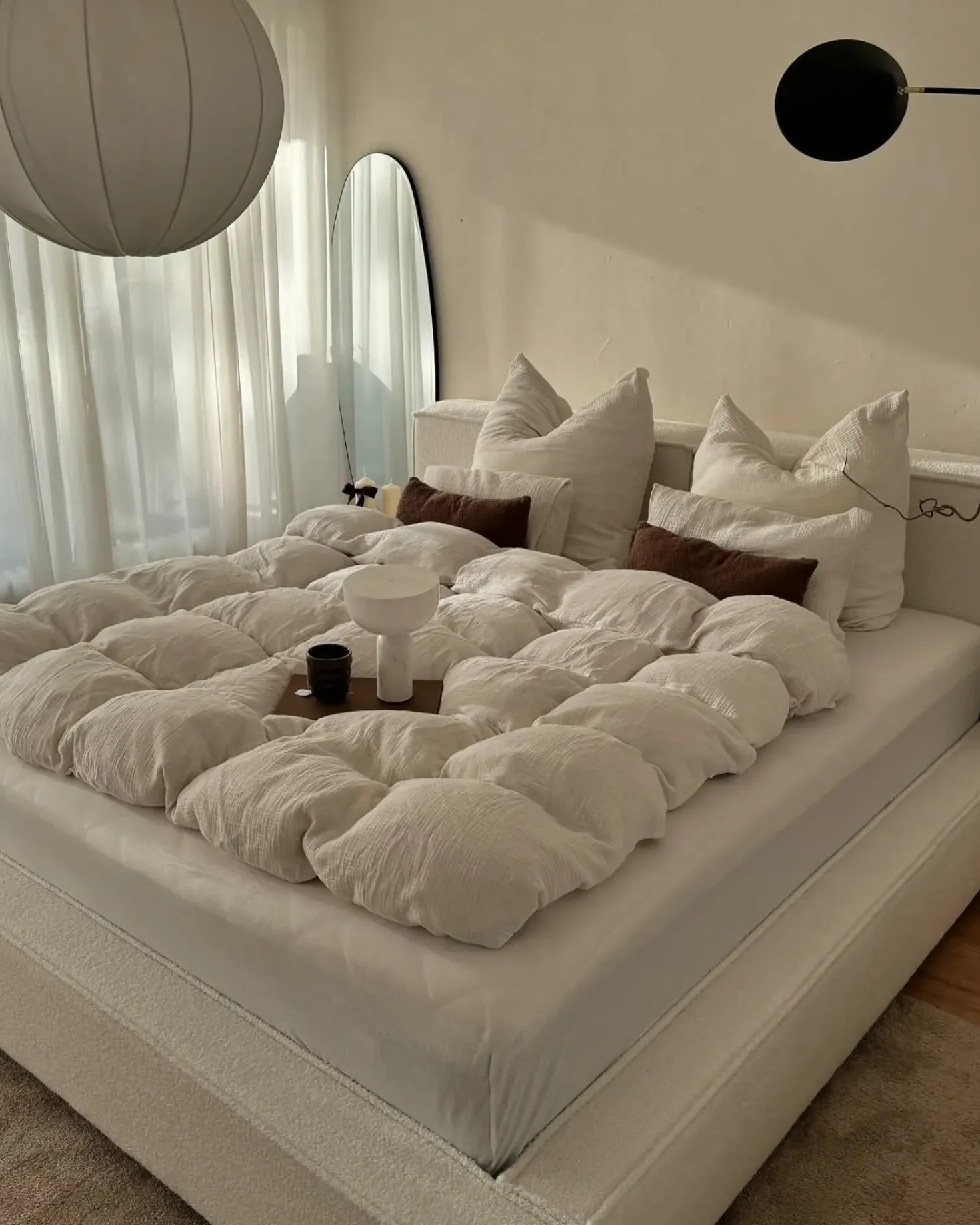 Seng Boucle LINARDS 180 x 200 cm Hvid