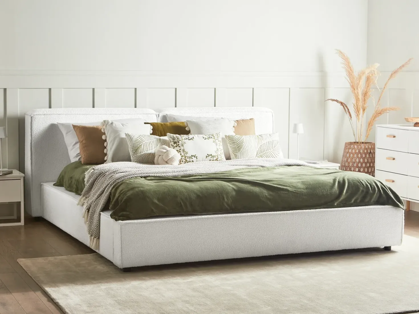 Seng Boucle LINARDS 180 x 200 cm Hvid