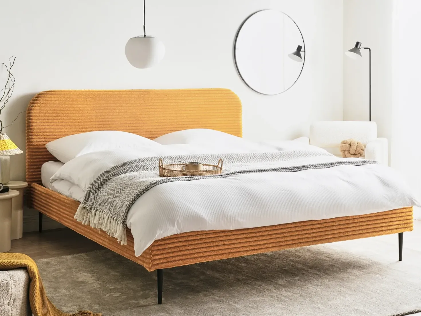 Seng Fløjl FLAYAT 180 x 200 cm Orange