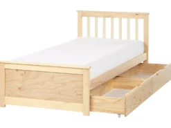 Seng med 2 skuffer Fyretræ OLENDON 90 x 200 cm Lysebrun