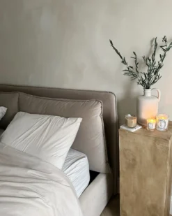 Seng med opbevaring BAJONNA Velour Beige 180 x 200 cm