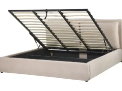 Seng med opbevaring BAJONNA Velour Beige 180 x 200 cm