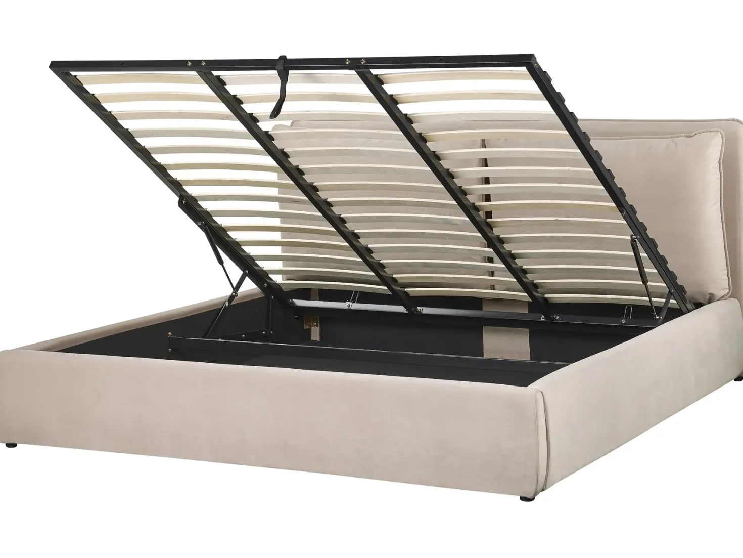 Seng med opbevaring BAJONNA Velour Beige 180 x 200 cm