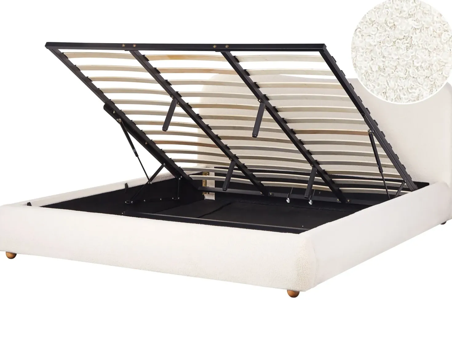 Seng med opbevaring BLAGNAC Boucle Cremehvid 180 x 200 cm