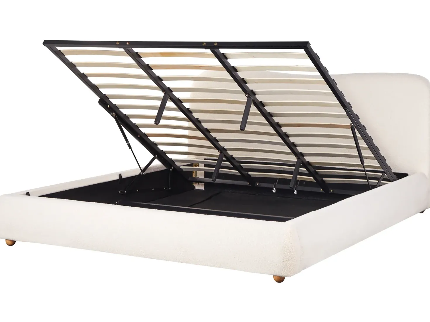 Seng med opbevaring BLAGNAC Boucle Cremehvid 180 x 200 cm