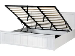 Seng med opbevaring LAMBRES Fyretræ Hvid 180 x 200 cm