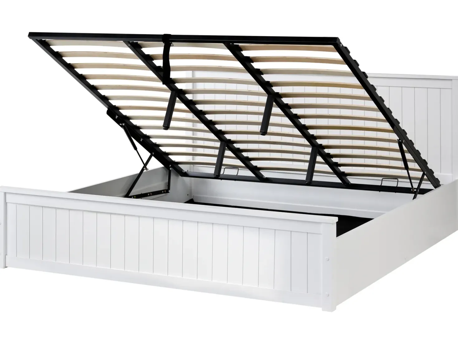 Seng med opbevaring LAMBRES Fyretræ Hvid 180 x 200 cm