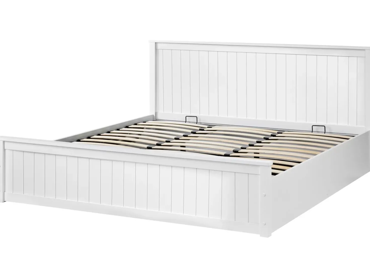 Seng med opbevaring LAMBRES Fyretræ Hvid 180 x 200 cm