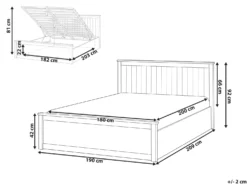 Seng med opbevaring LAMBRES Fyretræ Hvid 180 x 200 cm