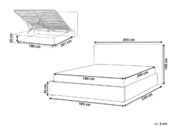 Seng med opbevaring LAVAUR Velour Cremehvid 180 x 200 cm