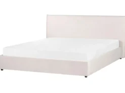 Seng med opbevaring LAVAUR Velour Cremehvid 180 x 200 cm