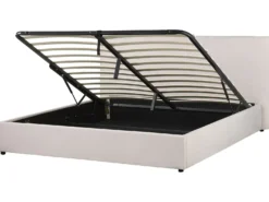 Seng med opbevaring LAVAUR Velour Cremehvid 180 x 200 cm