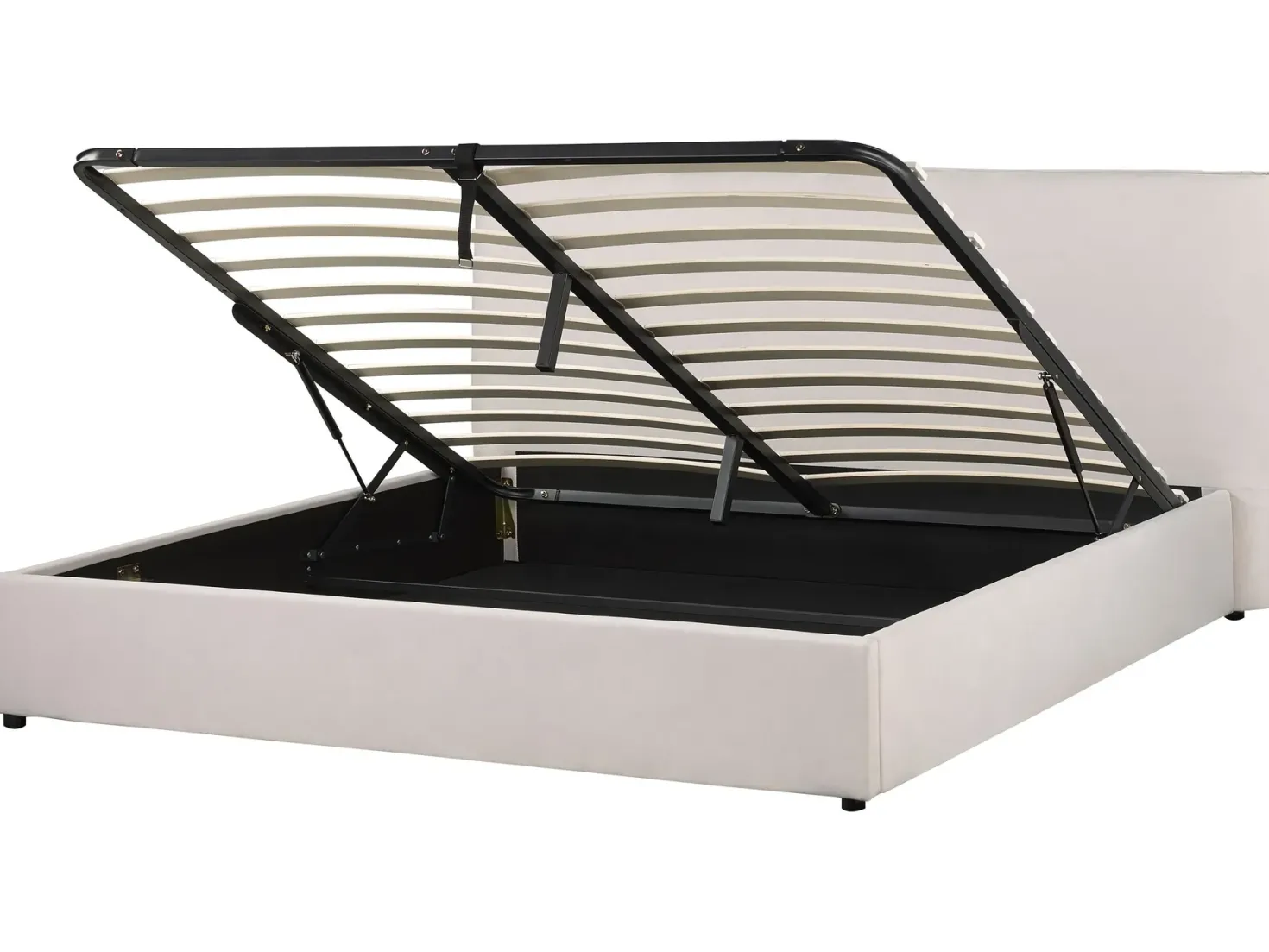 Seng med opbevaring LAVAUR Velour Cremehvid 180 x 200 cm