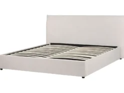Seng med opbevaring LAVAUR Velour Cremehvid 180 x 200 cm