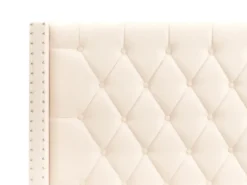 Seng med opbevaring LUBBON Velour Cremehvid 160 x 200 cm
