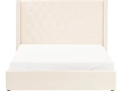Seng med opbevaring LUBBON Velour Cremehvid 160 x 200 cm