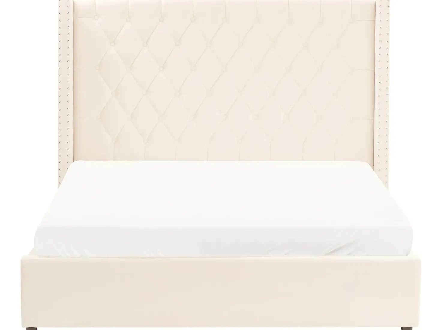 Seng med opbevaring LUBBON Velour Cremehvid 160 x 200 cm