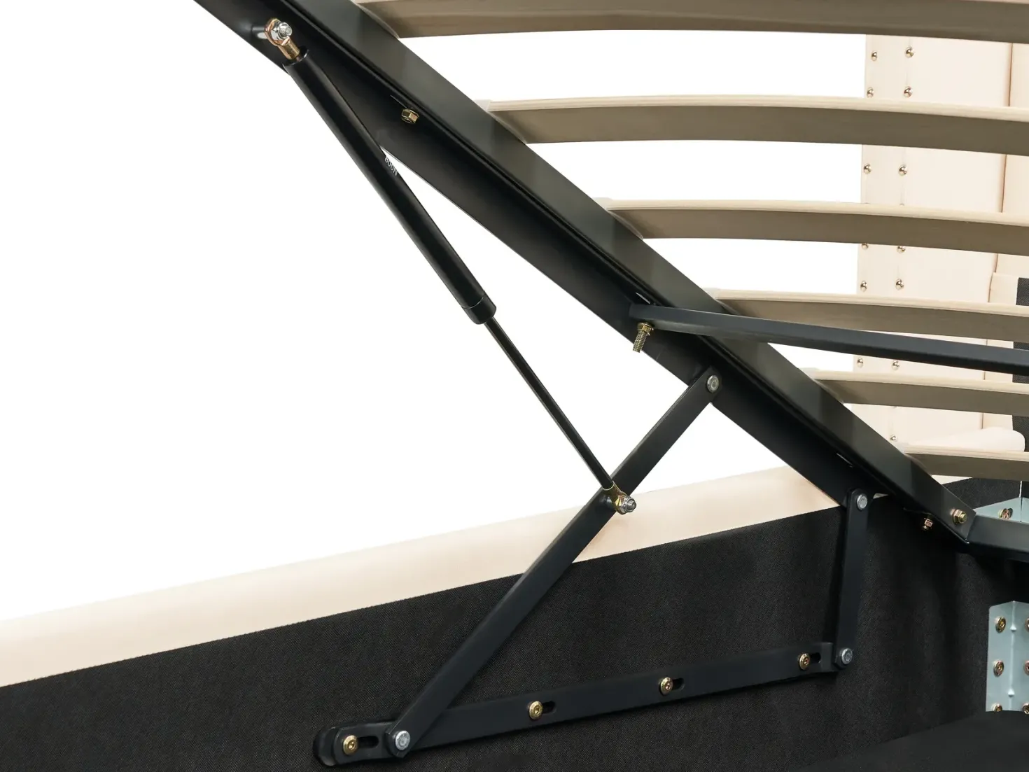 Seng med opbevaring LUBBON Velour Cremehvid 160 x 200 cm