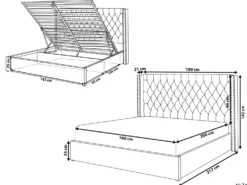 Seng med opbevaring LUBBON Velour Cremehvid 160 x 200 cm