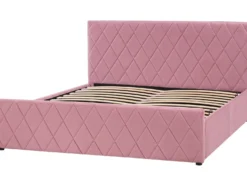 Seng med opbevaring ROCHEFORT Velour Lyserød 160 x 200 cm