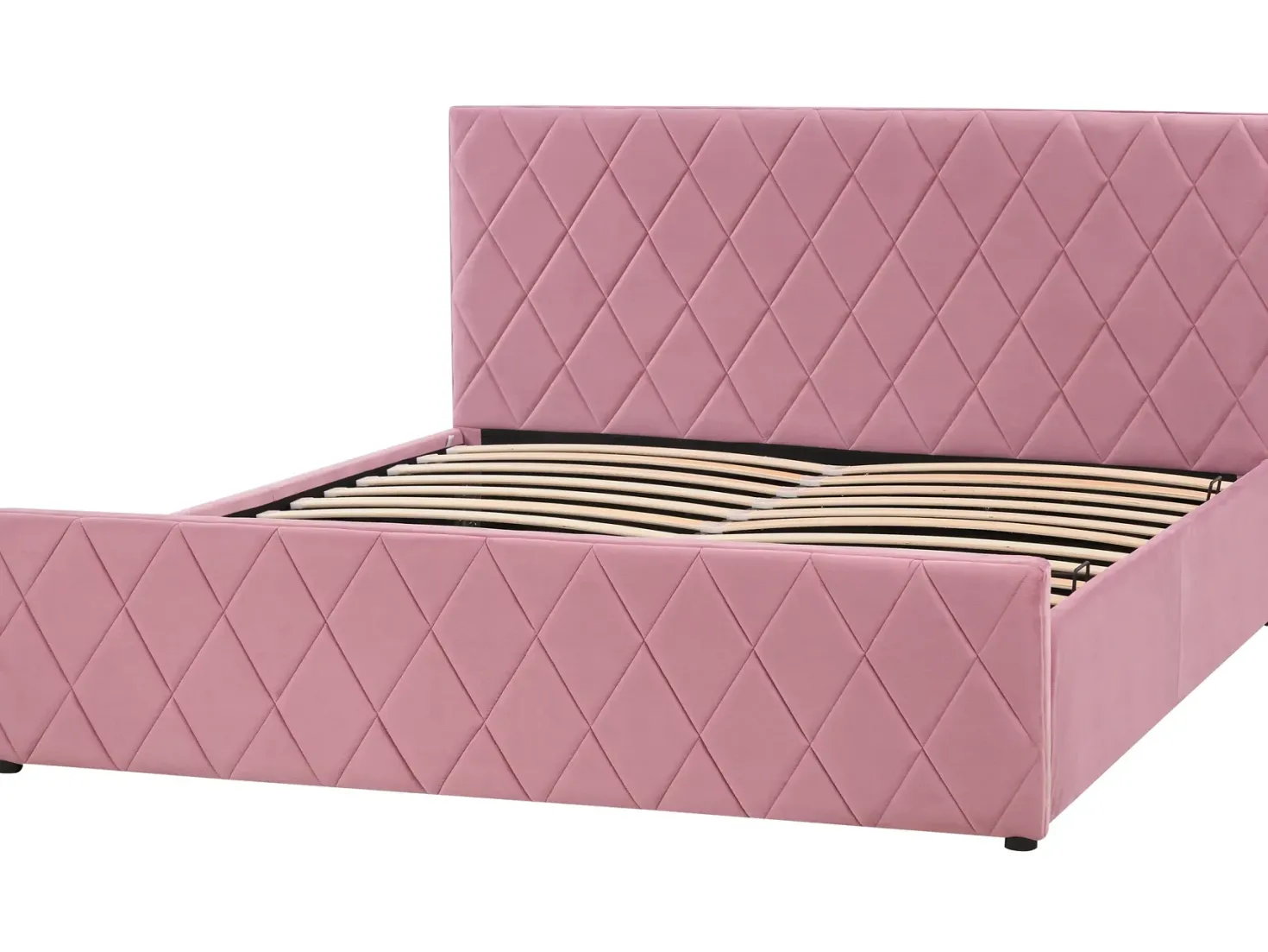 Seng med opbevaring ROCHEFORT Velour Lyserød 160 x 200 cm