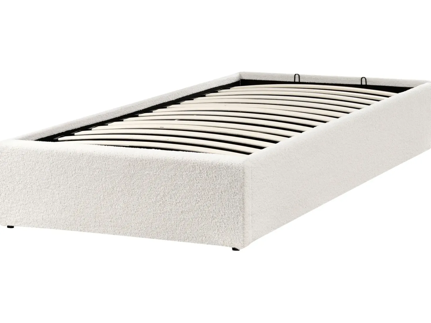 Seng med opbevaring uden gavl Boucle DINAN 90 x 200 cm Cremehvid
