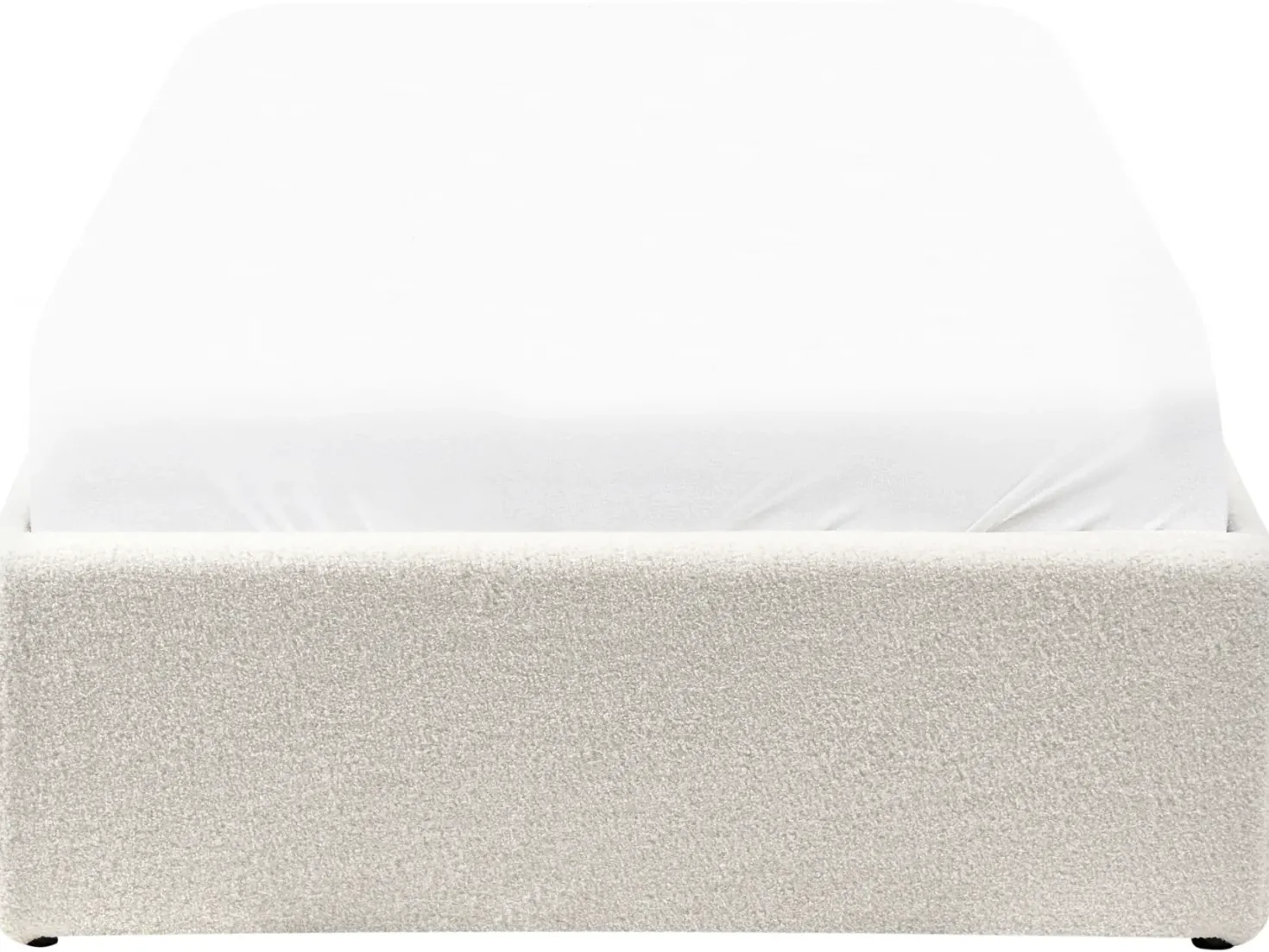 Seng med opbevaring uden gavl Boucle DINAN 90 x 200 cm Cremehvid