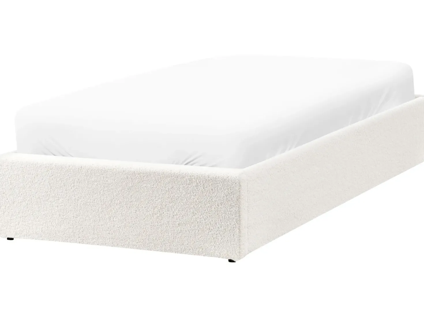 Seng med opbevaring uden gavl Boucle DINAN 90 x 200 cm Cremehvid