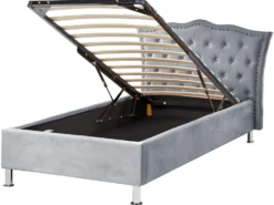 Seng med opbevaring Velour METZ 90 x 200 cm Grå