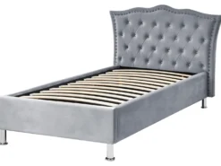 Seng med opbevaring Velour METZ 90 x 200 cm Grå