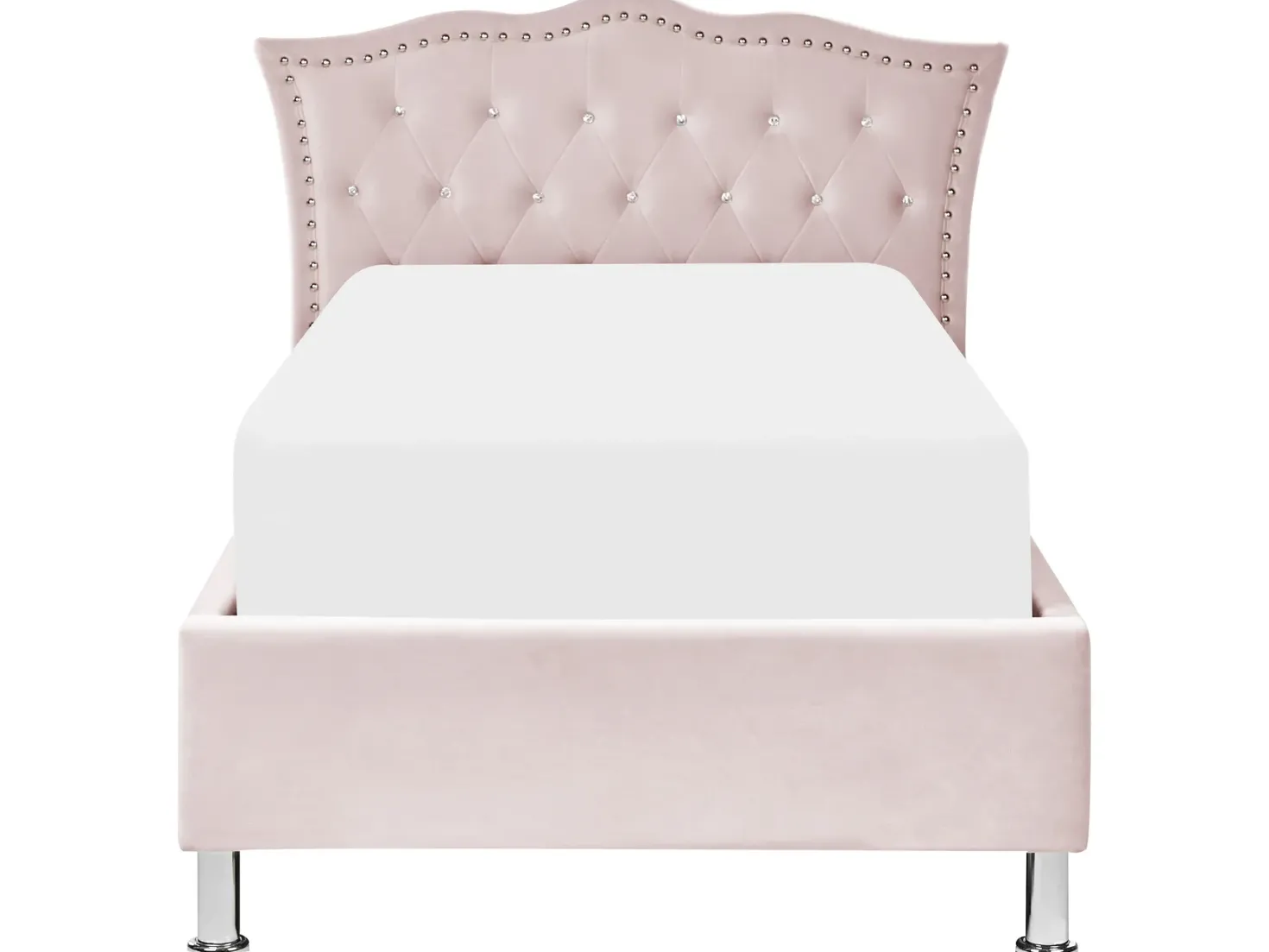 Seng med opbevaring Velour METZ 90 x 200 cm Pastellrosa