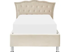 Seng med opbevaring Velour METZ 90 x 200 cm Beige