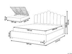 Seng med opbevaring VINCENNES Velour Pastellrosa 180 x 200 cm