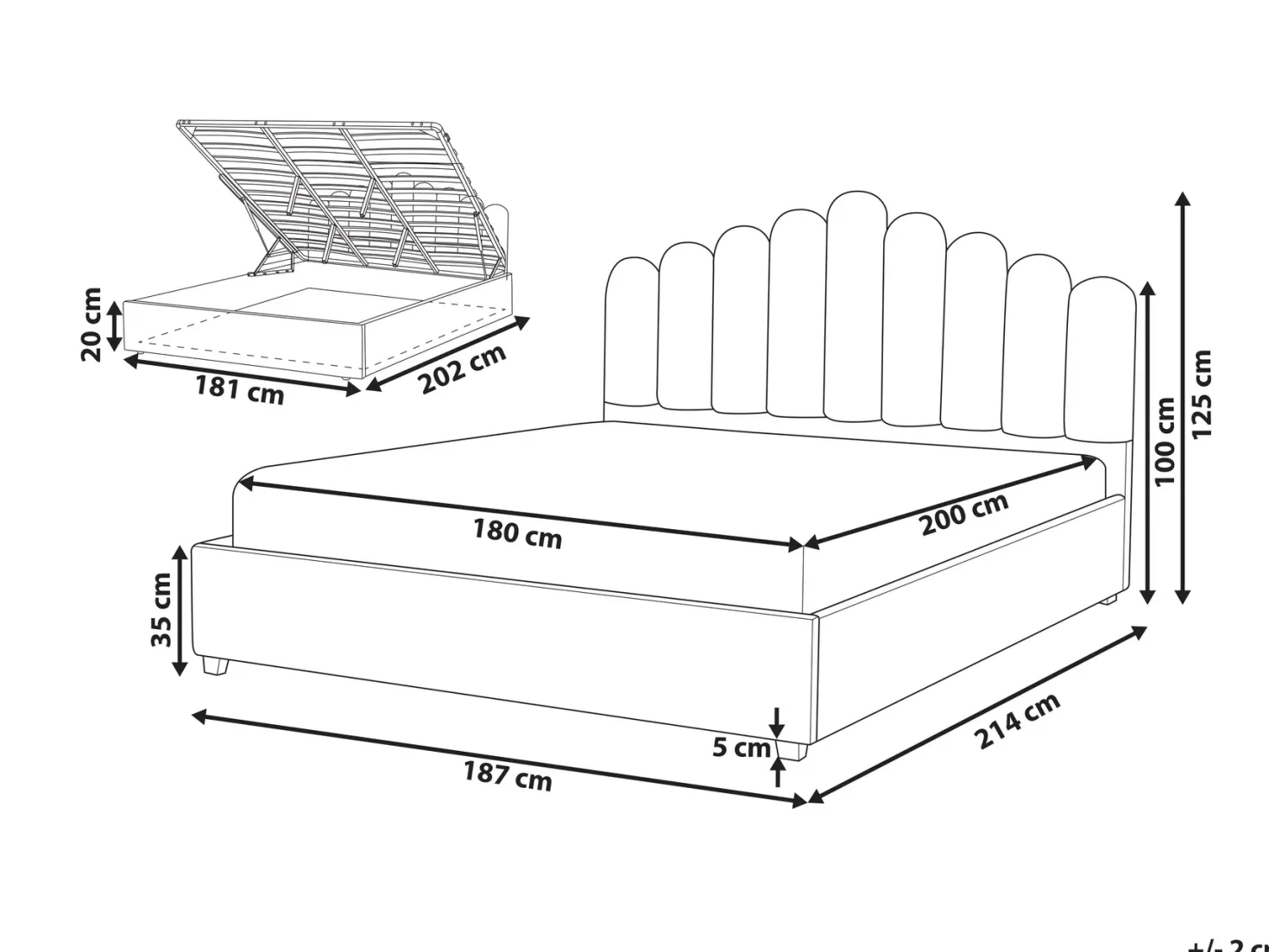 Seng med opbevaring VINCENNES Velour Pastellrosa 180 x 200 cm