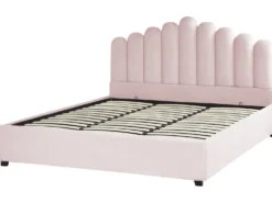 Seng med opbevaring VINCENNES Velour Pastellrosa 180 x 200 cm