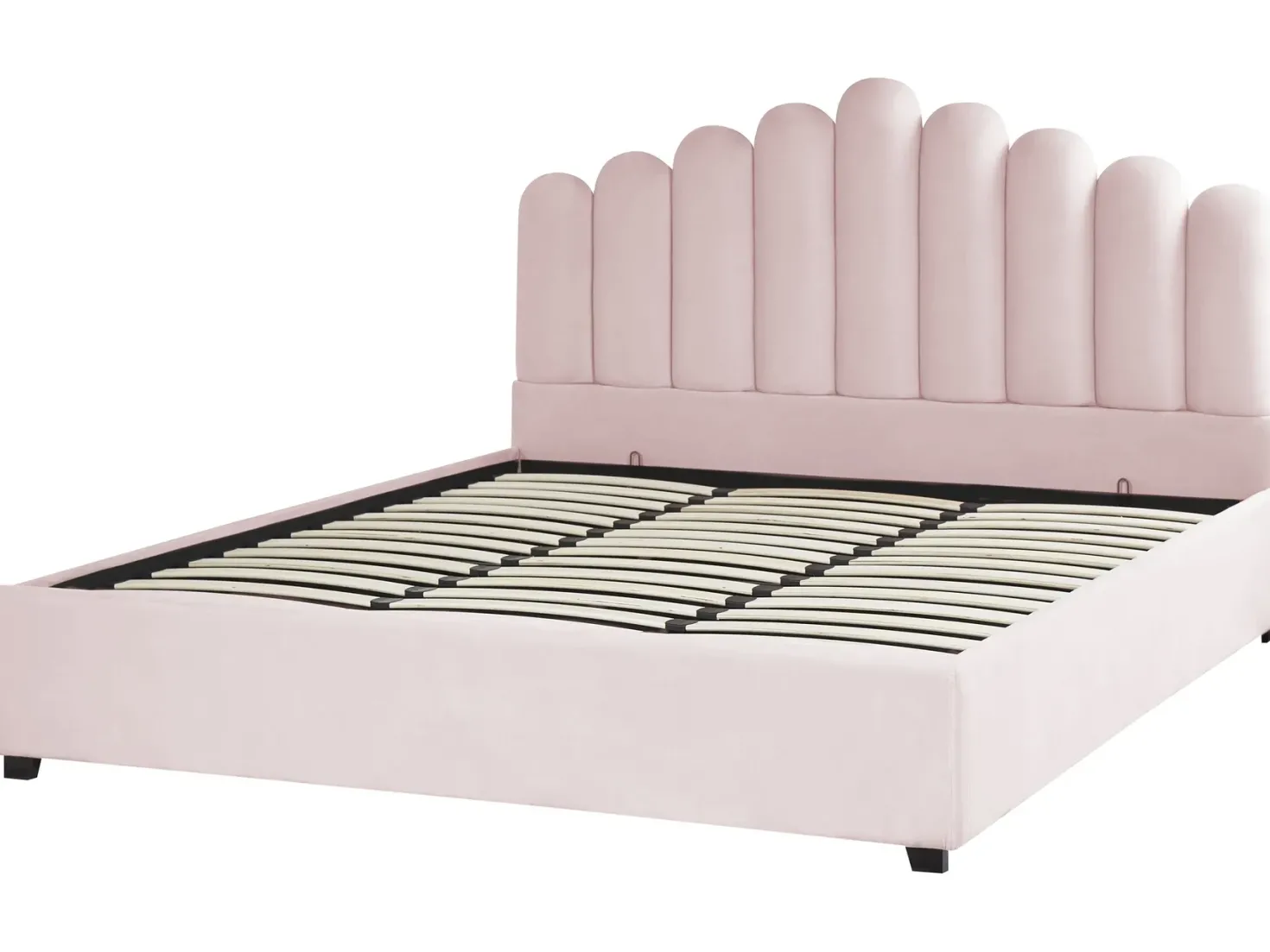 Seng med opbevaring VINCENNES Velour Pastellrosa 180 x 200 cm