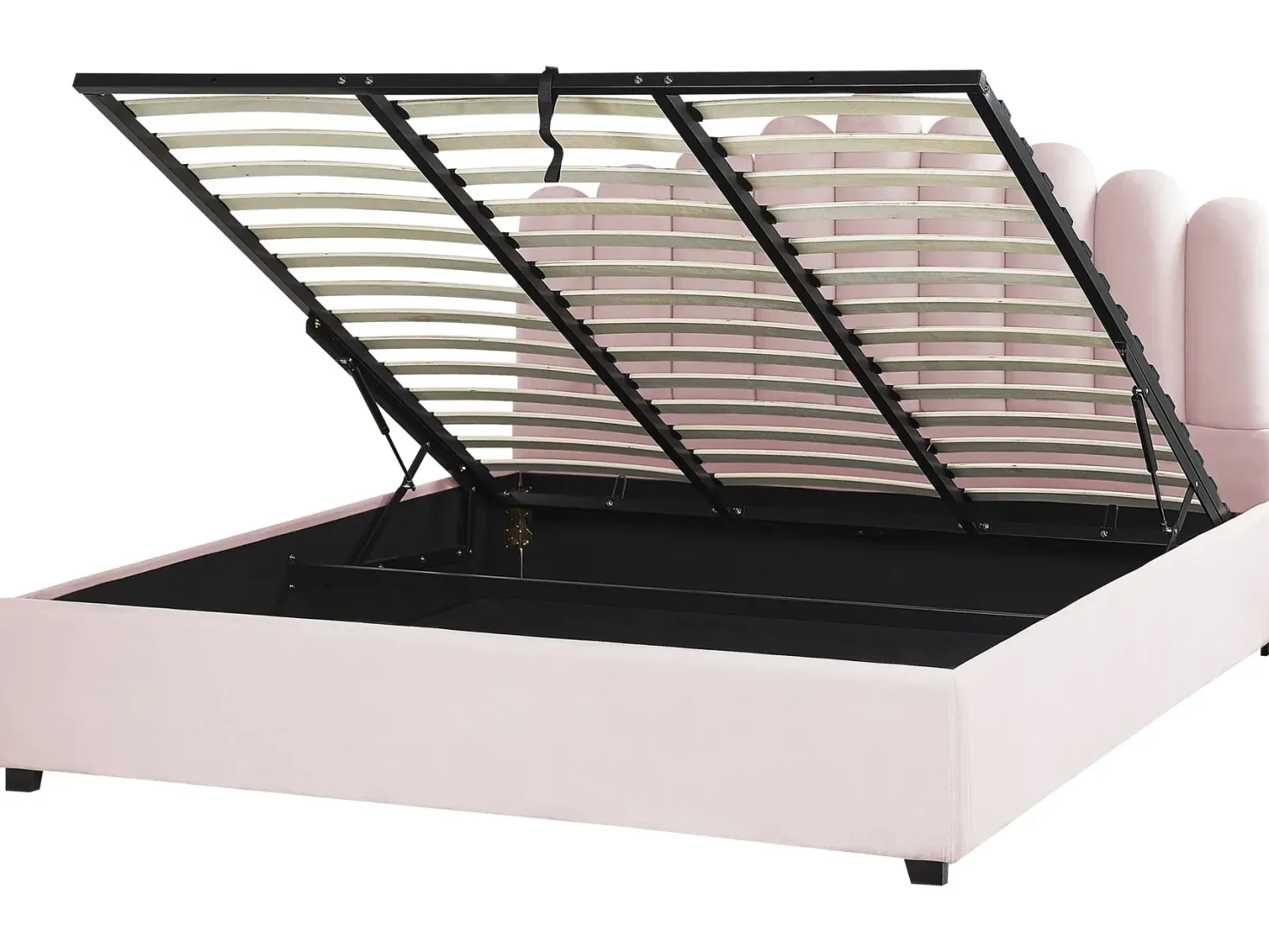 Seng med opbevaring VINCENNES Velour Pastellrosa 180 x 200 cm