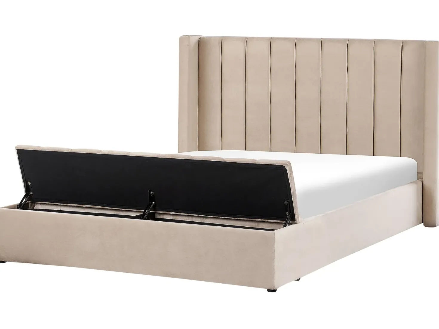 Seng med opbevaringsbænk NOYERS Velour Beige 180 x 200 cm