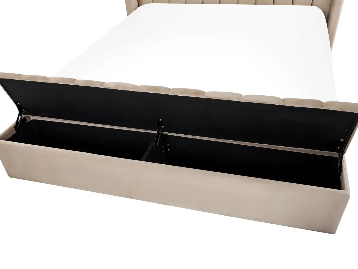 Seng med opbevaringsbænk NOYERS Velour Beige 180 x 200 cm