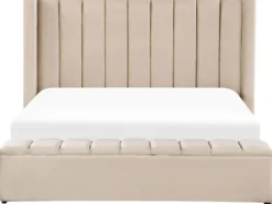 Seng med opbevaringsbænk NOYERS Velour Beige 180 x 200 cm