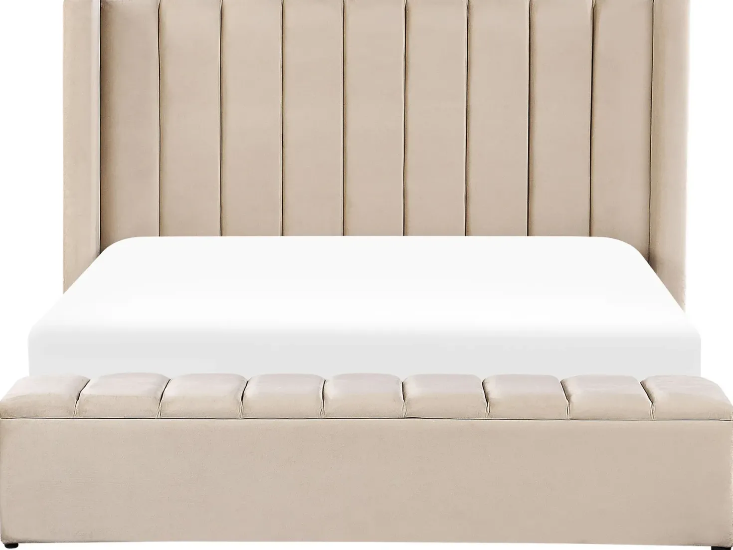 Seng med opbevaringsbænk NOYERS Velour Beige 180 x 200 cm